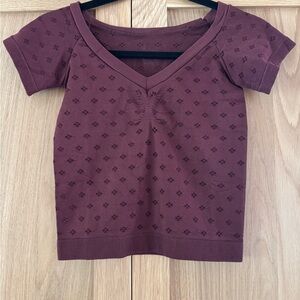 Nordstrom Short Sleeve V-Neck Top - Burgundy